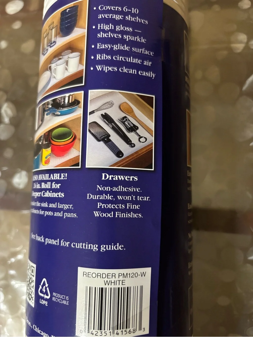PLast O Mat Ribbed Shelf Liner Double Roll - White 12”x20 ft